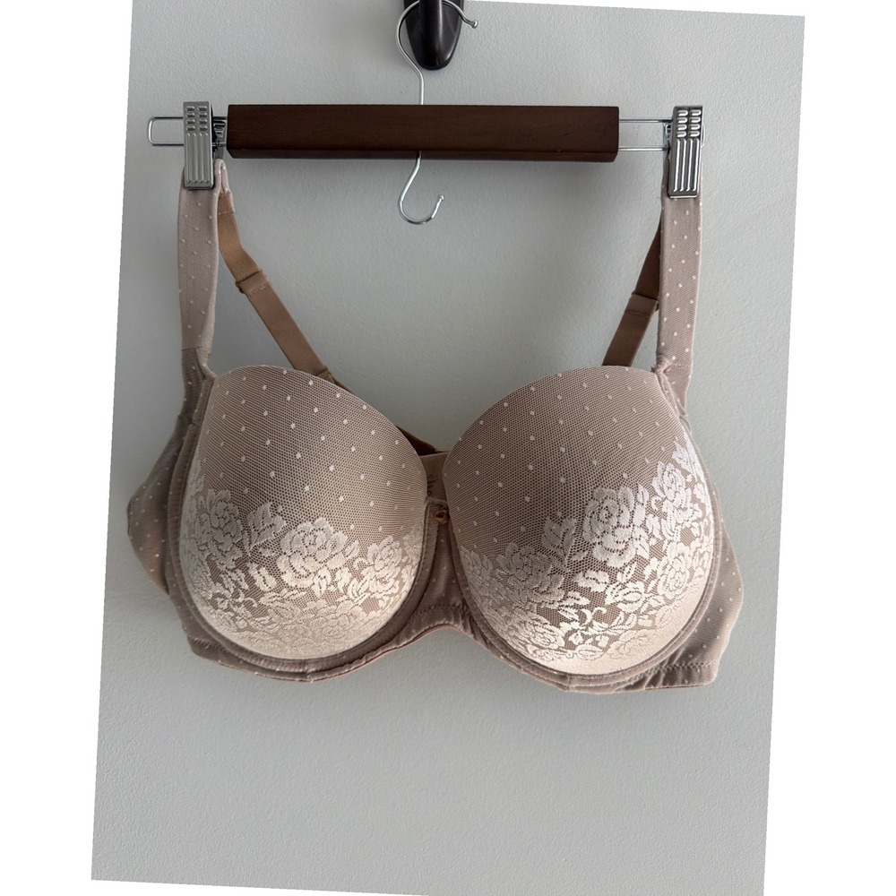 Soma Stunning Support Full Coverage Lace Polka Dot Bra Tan 38DD